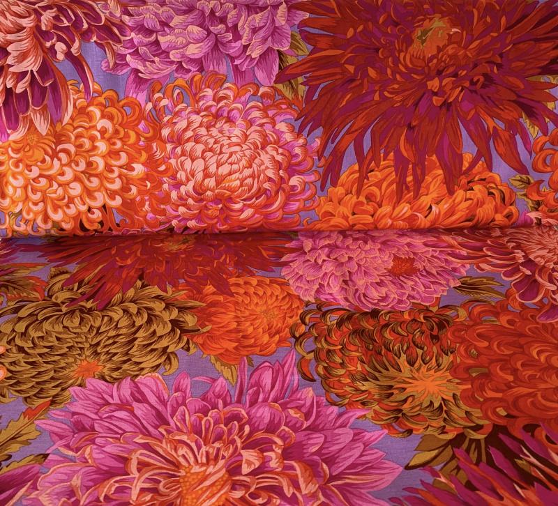 Chrysanthemen in orange pink auf lila von Philip Jacobs