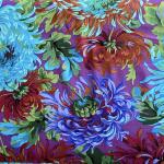 Chrysanthemen in türkis blau braun auf lila von Philip Jacobs