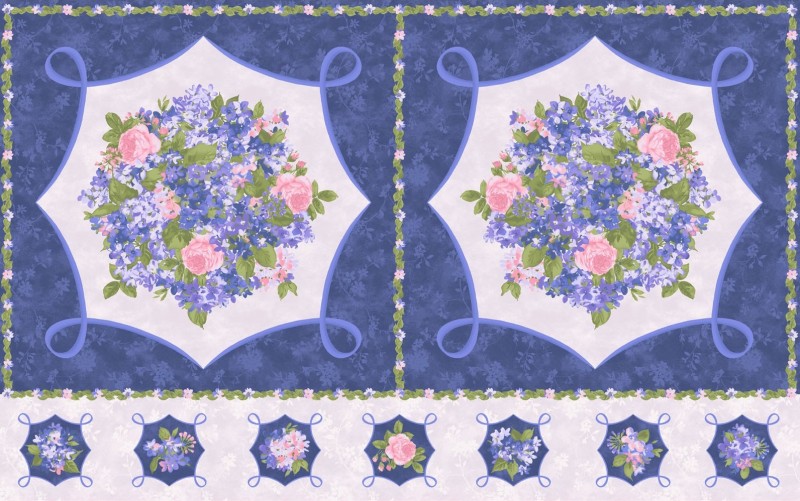 Cottage Bouquet - Panel blaugrundig