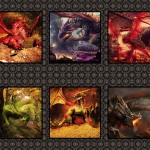 Drachen Portraits rot - Panel