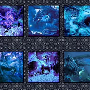 Drachen Portraits blue - Panel