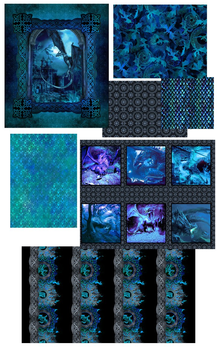 Dragons Blue Fury - Quilt Kit