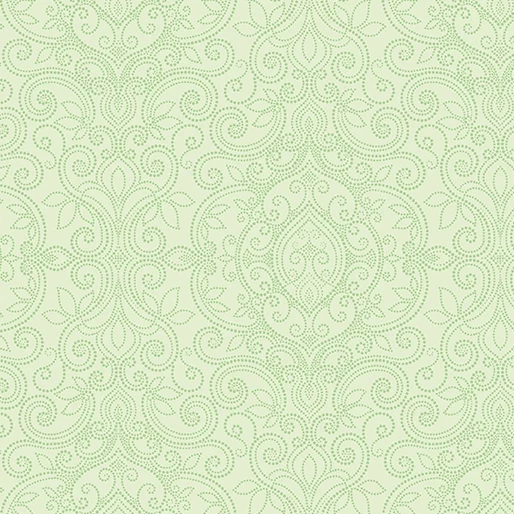 Etched Tulips - Dotted Damask Light Green