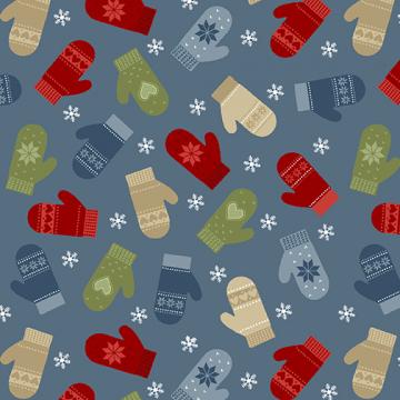 Jingle Bell Flannel - kleine Handschuhe auf graublau