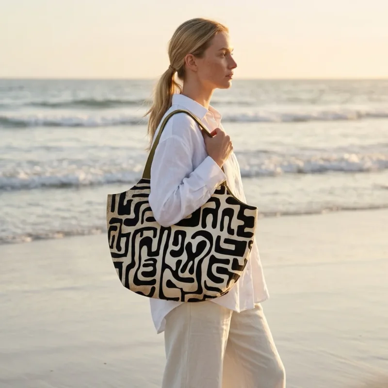 Makers Bag "Ornament braun schwarz" - Panel