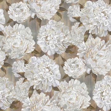 Ophelia - große weiße Blüten auf hellbraunem Grund
