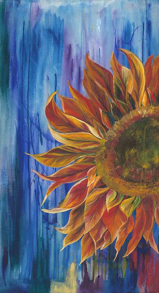 Panel "große Sonnenblume auf blau" - Part links