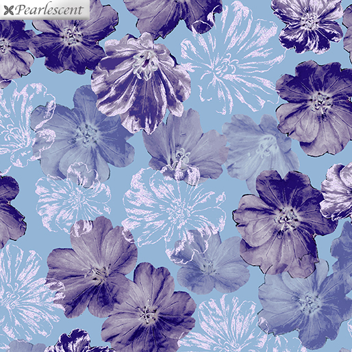 Perlmutt lila Blumen auf aqua - Violet Twilight