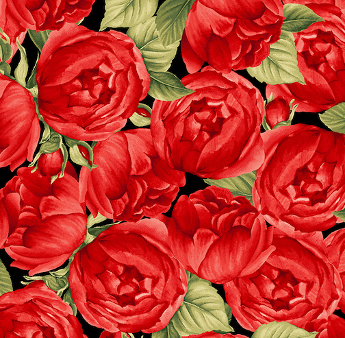 Rosen auf schwarzem Grund - Red Roses  - 1 Stück = 1,40 Meter