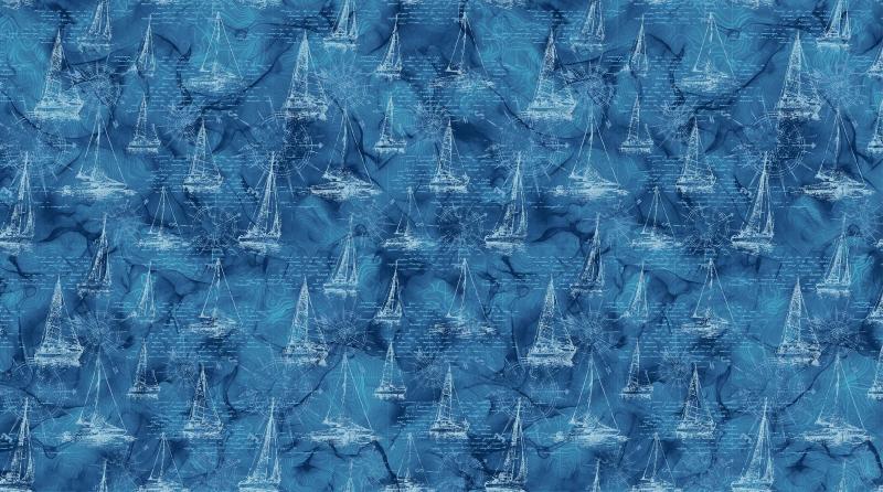 Sail Away - Seglermotive auf blau