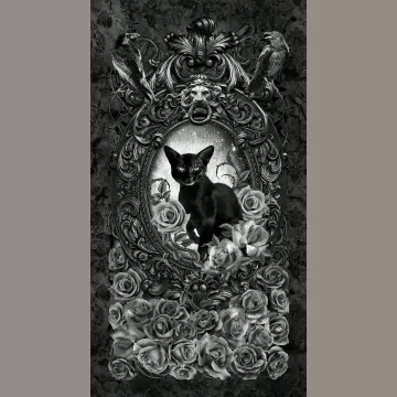 Black Cat mit Rosen Panel