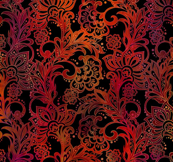 Tapestry Blumen auf rot allover