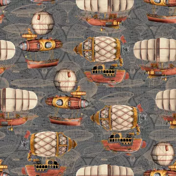 Time Travel - Steampunk Luftschiffe grau