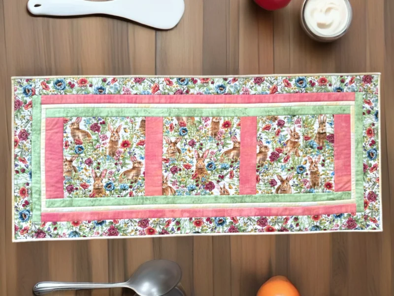 Tischläufer "Blumenhasen" - Quilt Kit