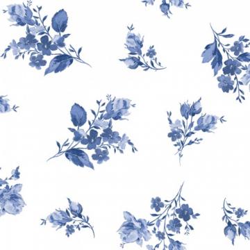 blaue Blüten mit silber auf weiß