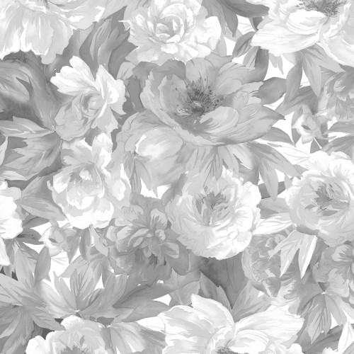 kleine Rosen und Blumen schwarz weiß - hell