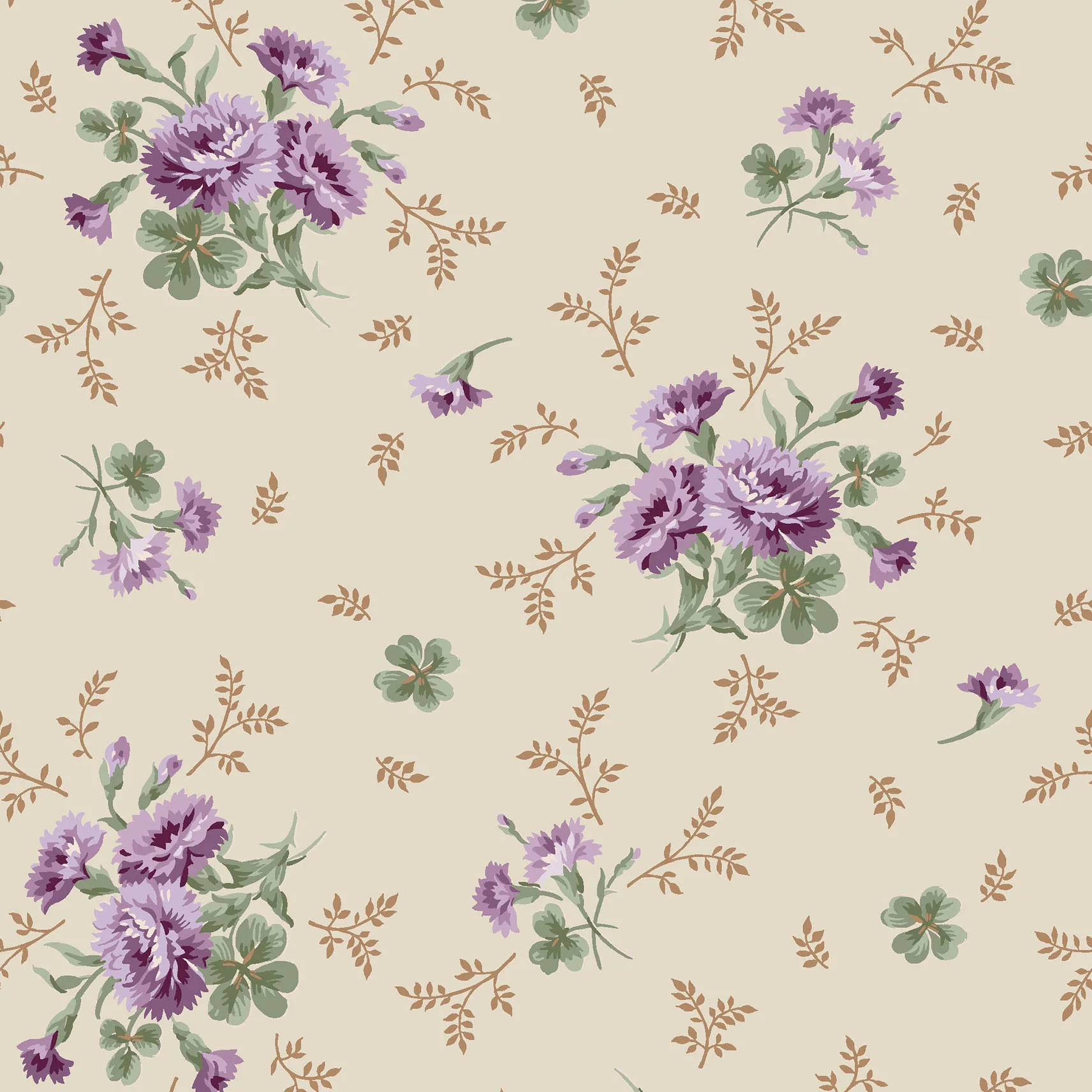 Courtland - Carnations and Clover Dark Cream