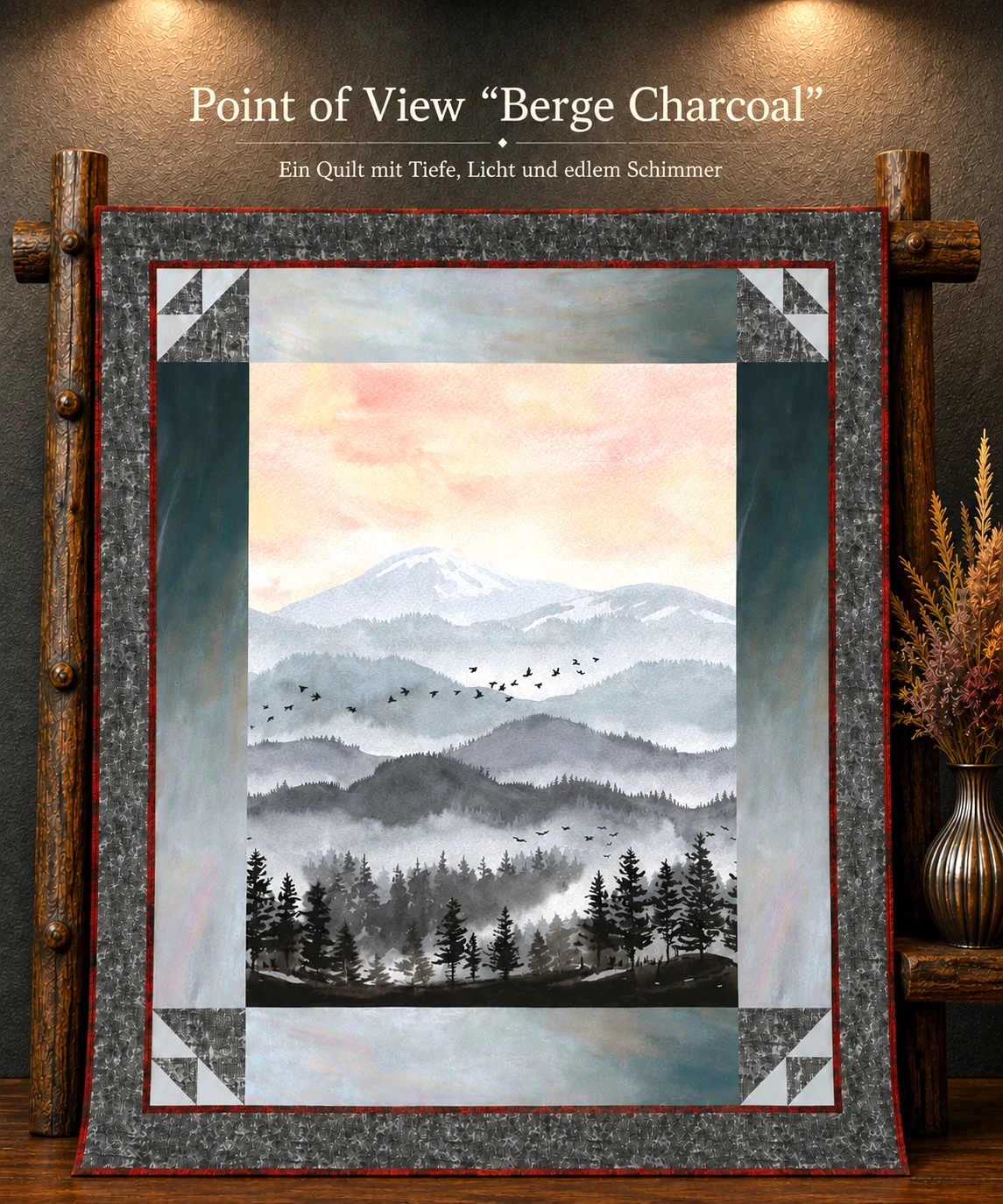 Die Berge Charcoal - Quilt Kit (Point of View)